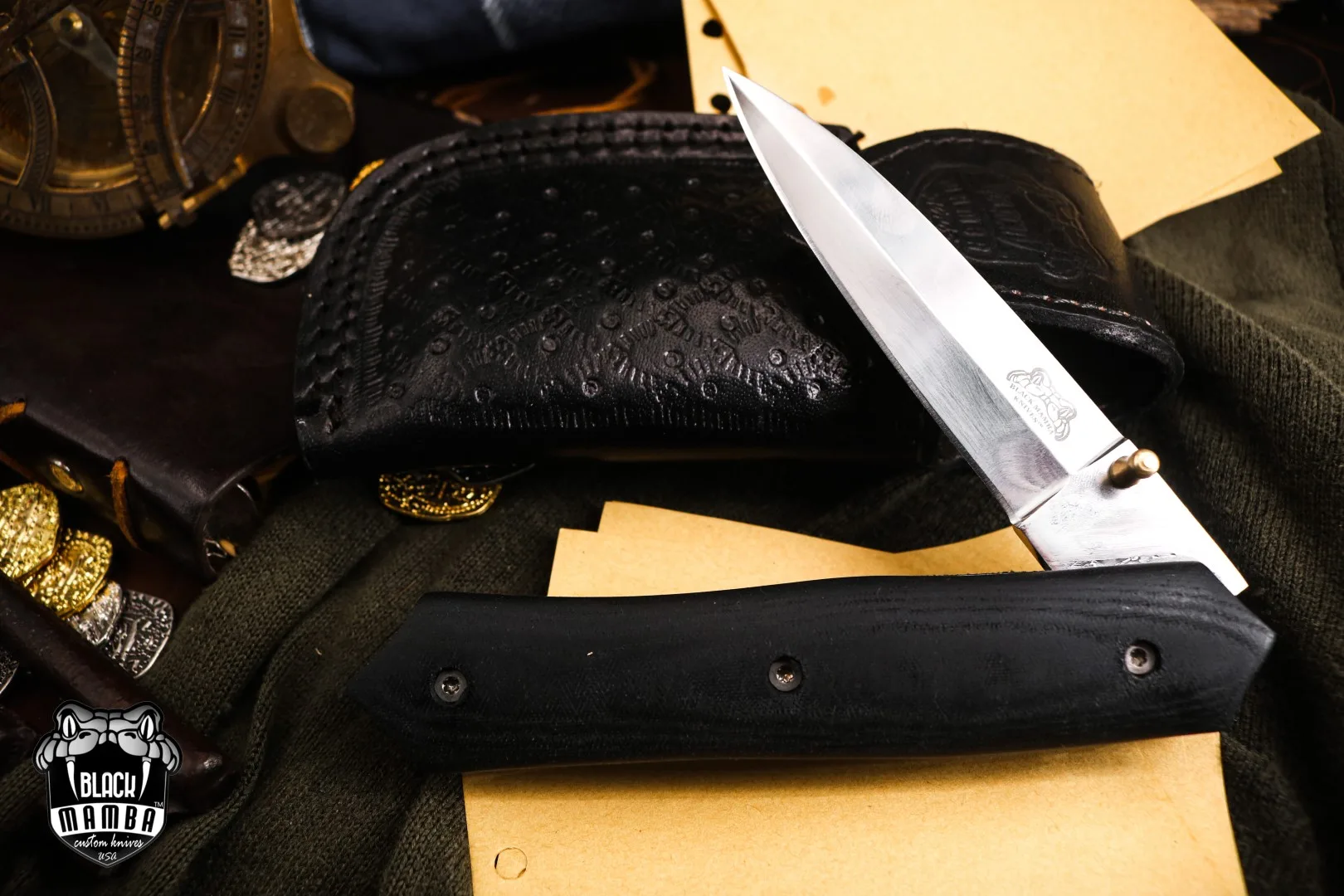 Pine Snake - Damascus Folding Pocket Knife, 9.2″ Overall - view 9