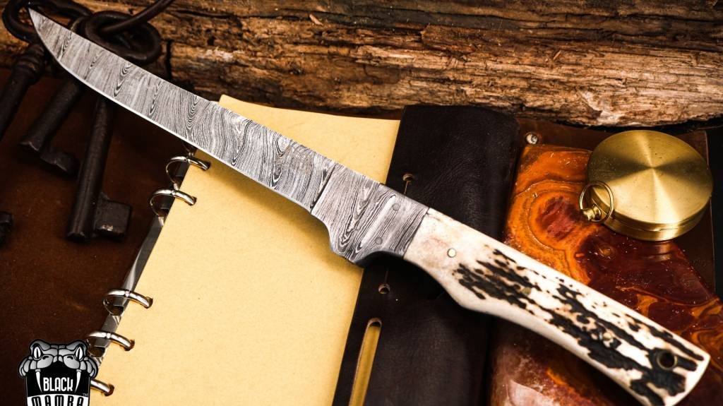 Bmk-713 Colorado Snake 7.8 Inches Damascus Knife Damascus Fish Fillet Knife Utility Knife Chef's Knives Ergonomic Handle With Leather Sheath - Image 9