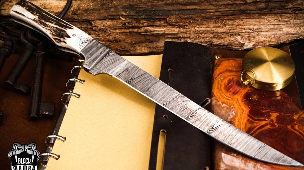 Bmk-713 Colorado Snake 7.8 Inches Damascus Knife Damascus Fish Fillet Knife Utility Knife Chef's Knives Ergonomic Handle With Leather Sheath - Image 5