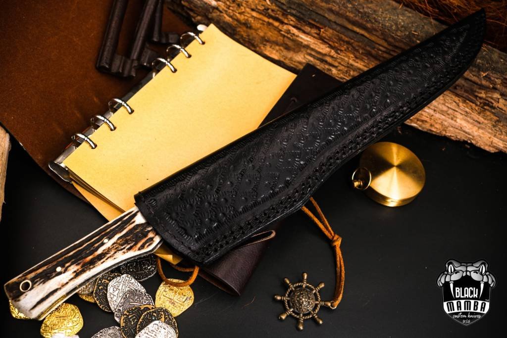 Bmk-713 Colorado Snake 7.8 Inches Damascus Knife Damascus Fish Fillet Knife Utility Knife Chef's Knives Ergonomic Handle With Leather Sheath - Image 2
