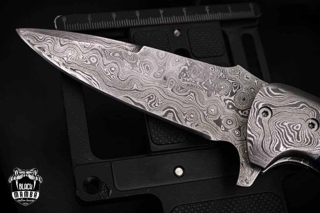 Bmk-443 colubrid 5" Closed Damascus Pocket Knife Damascus Hunting Knife G10 Handle Pocket Clip Knife With Leather Sheath - Image 2