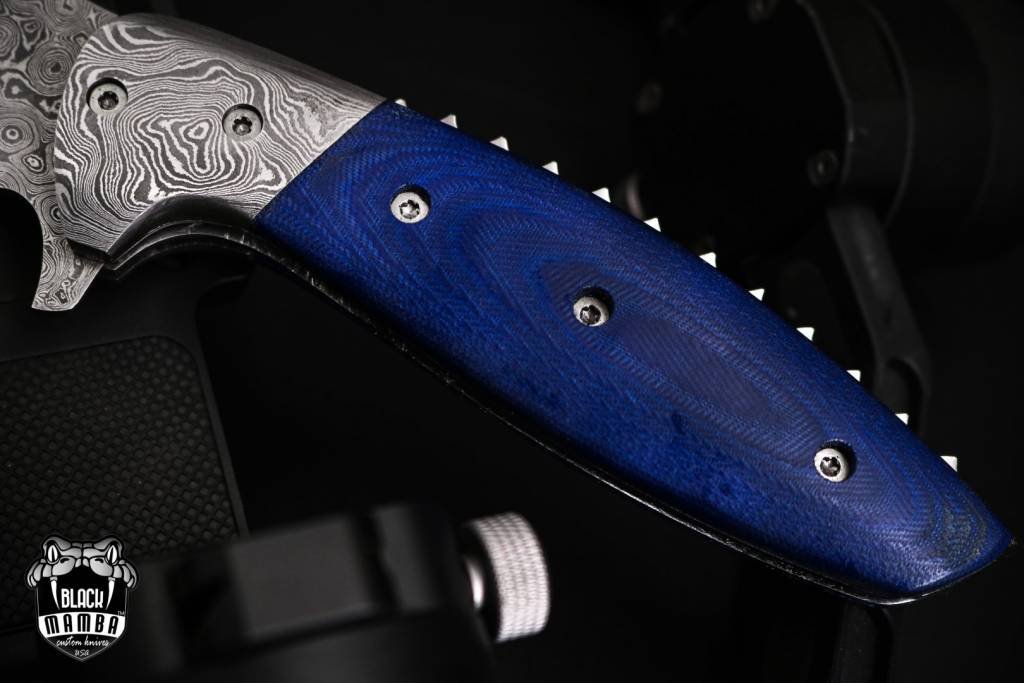 Bmk-443 colubrid 5" Closed Damascus Pocket Knife Damascus Hunting Knife G10 Handle Pocket Clip Knife With Leather Sheath - Image 3