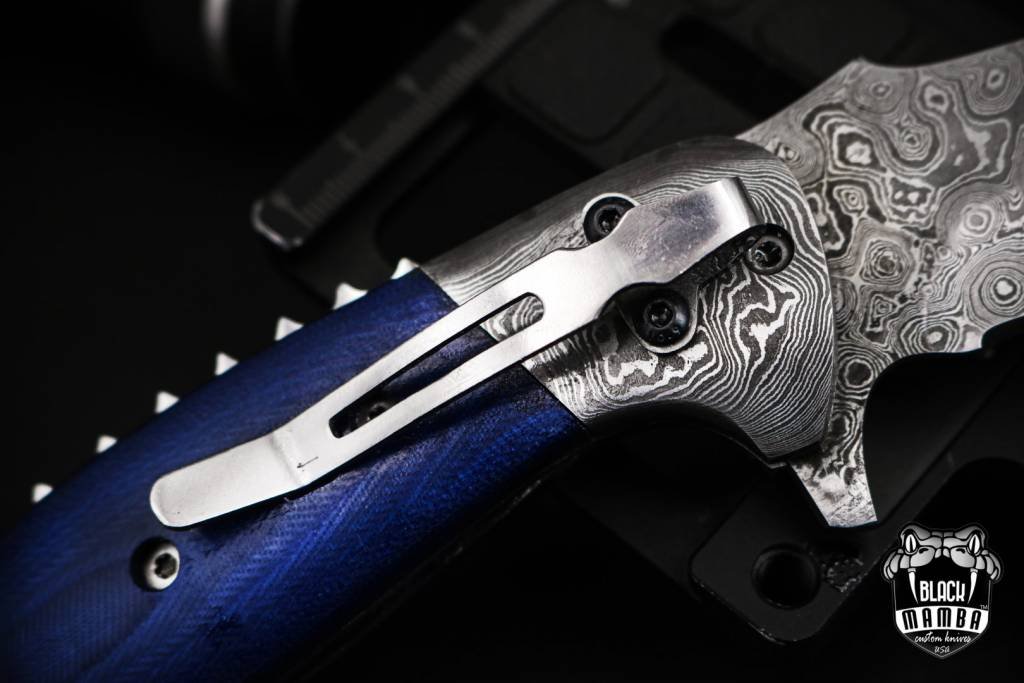 Bmk-443 colubrid 5" Closed Damascus Pocket Knife Damascus Hunting Knife G10 Handle Pocket Clip Knife With Leather Sheath - Image 5