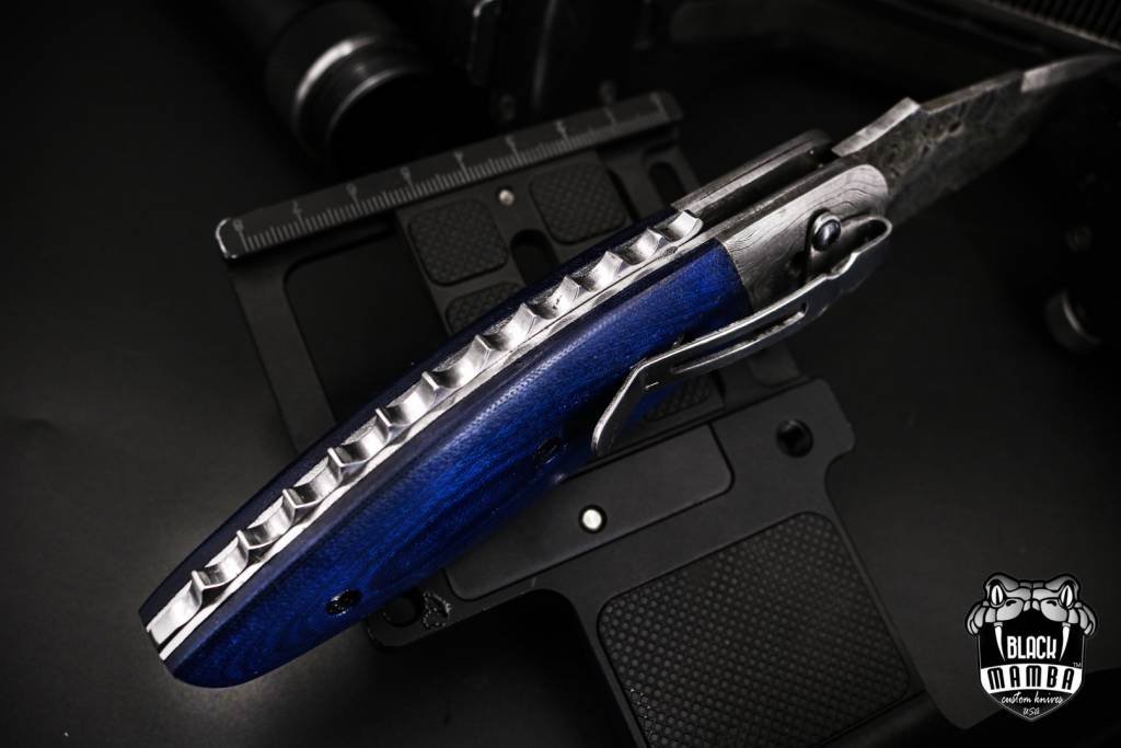 Bmk-443 colubrid 5" Closed Damascus Pocket Knife Damascus Hunting Knife G10 Handle Pocket Clip Knife With Leather Sheath - Image 6