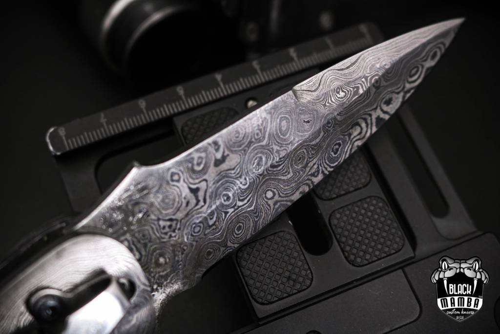 Bmk-443 colubrid 5" Closed Damascus Pocket Knife Damascus Hunting Knife G10 Handle Pocket Clip Knife With Leather Sheath - Image 7