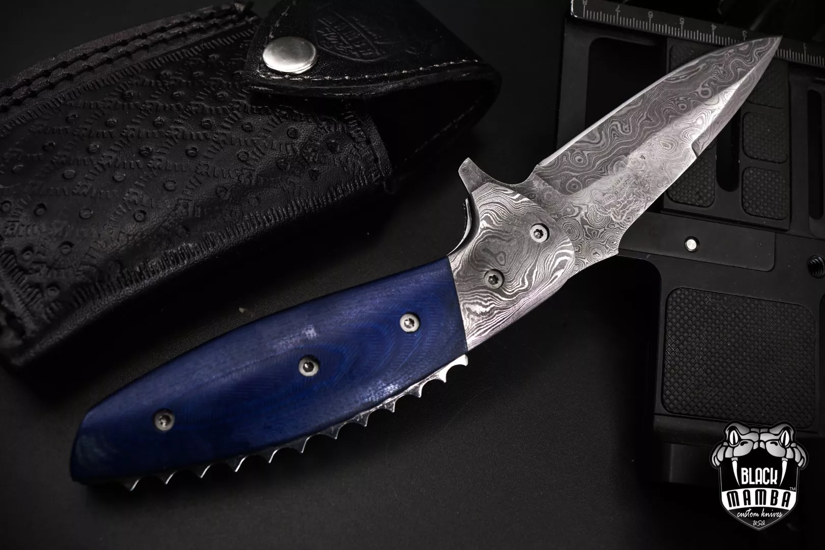 Colubrid - Damascus Folding Pocket Knife, 9″ Overall - view 9