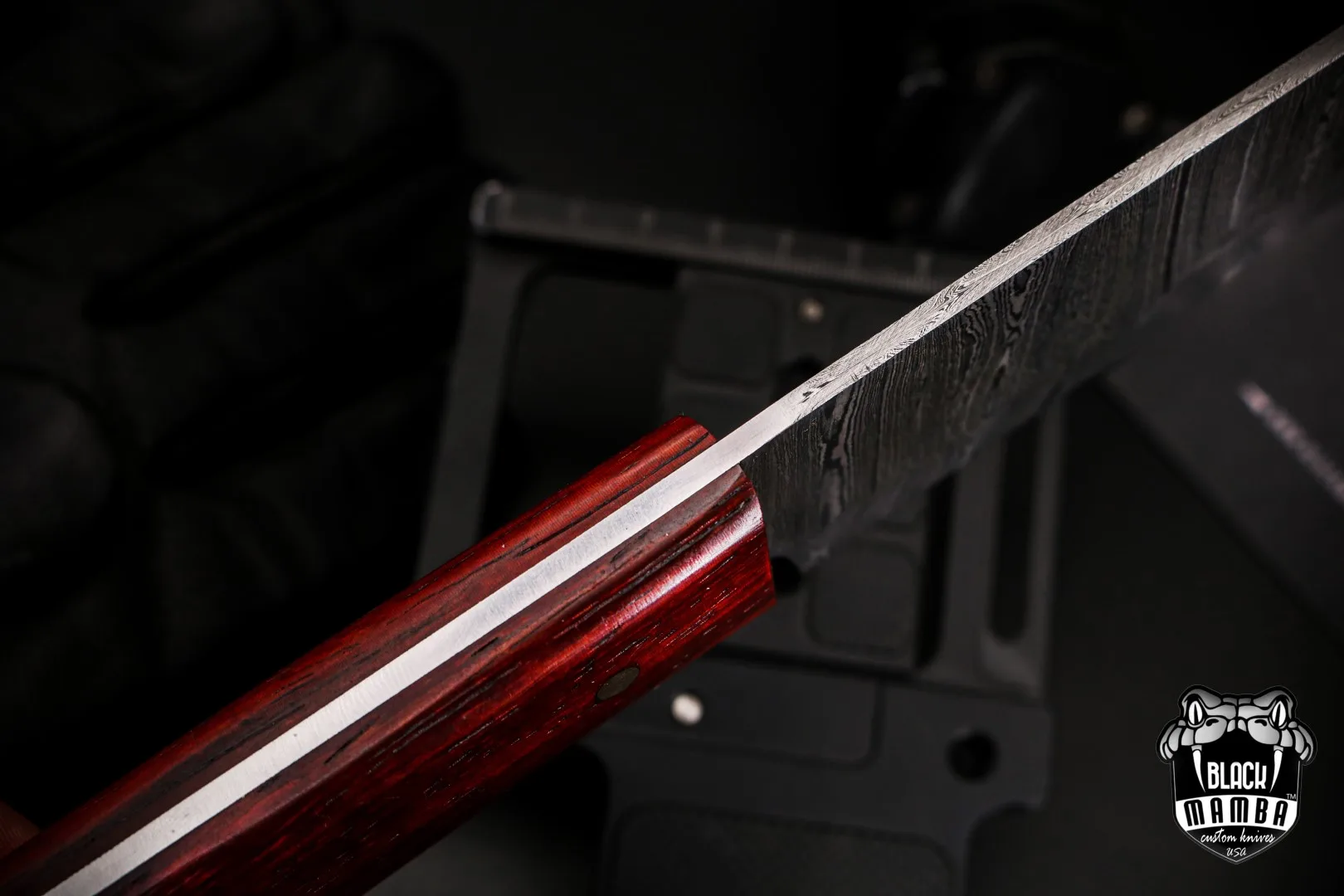 Ikura Pro Kitchen Knife Large Meat Cutting Knife 9.7 Inches Straight Blade Knives Damascus Knife Sharp Knife with Paddock Wood Handle | BMK-711 - view 6