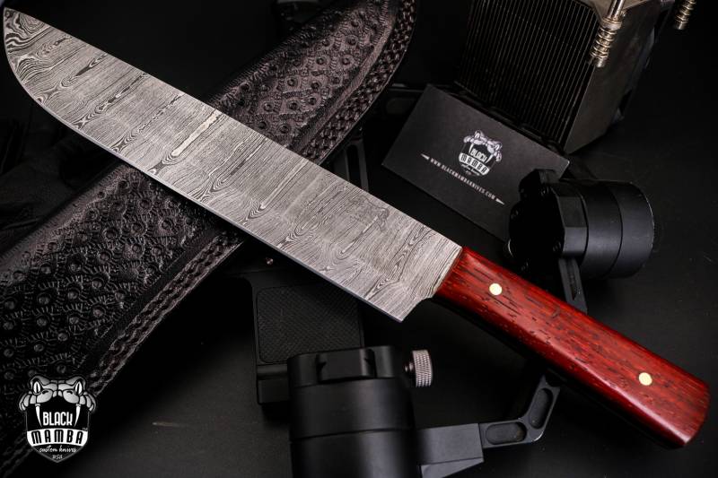 Ikura Pro Damascus Kitchen Knife Large Meat Cutting Knife Straight Blade