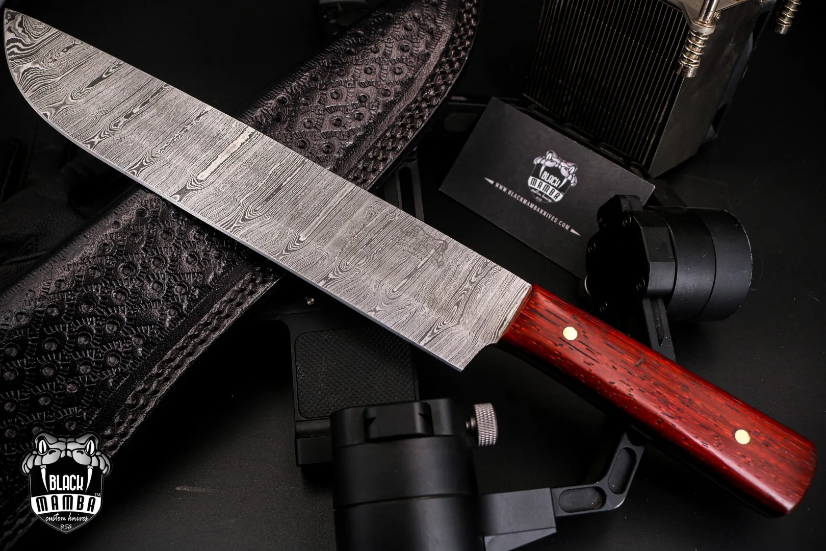 Ikura Pro Kitchen Knife Large Meat Cutting Knife 9.7 Inches Straight Blade Knives Damascus Knife Sharp Knife with Paddock Wood Handle | BMK-711 - view 8