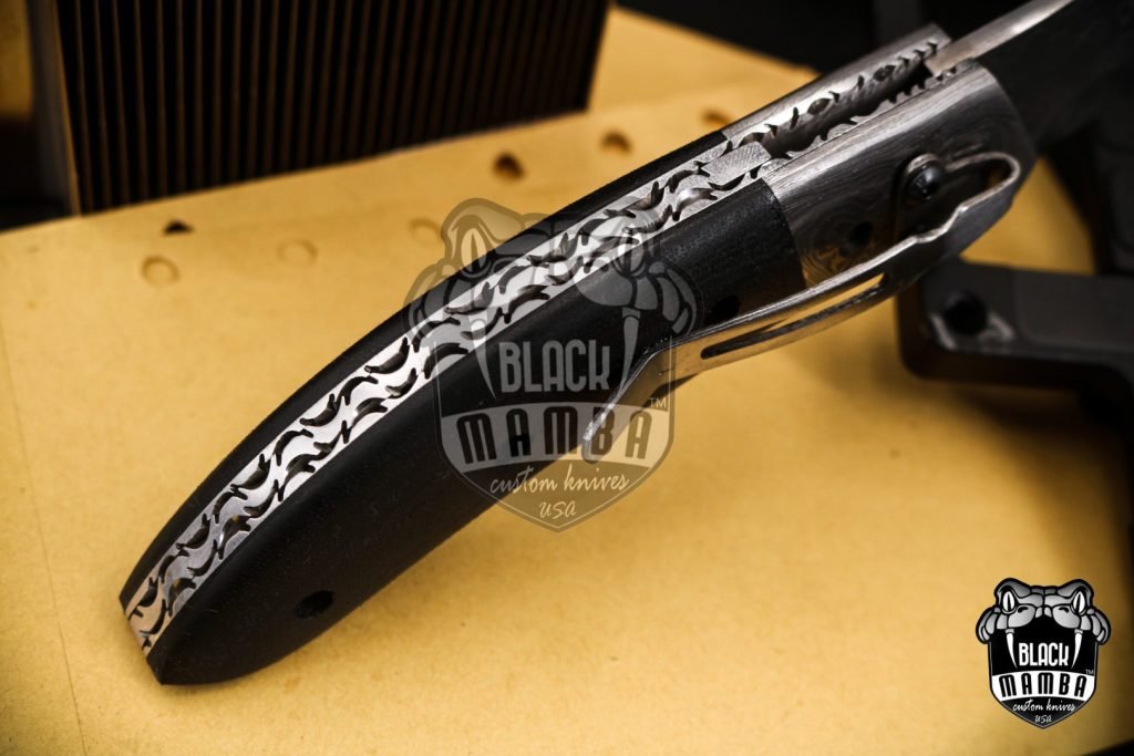 Bmk-442 Clubber 8.3" inches Closed Damascus Pocket Knife Damascus Steel Hunting Knife G10 Handle Black Mamba Knives Handmade World Class Knives USA Made - Image 7