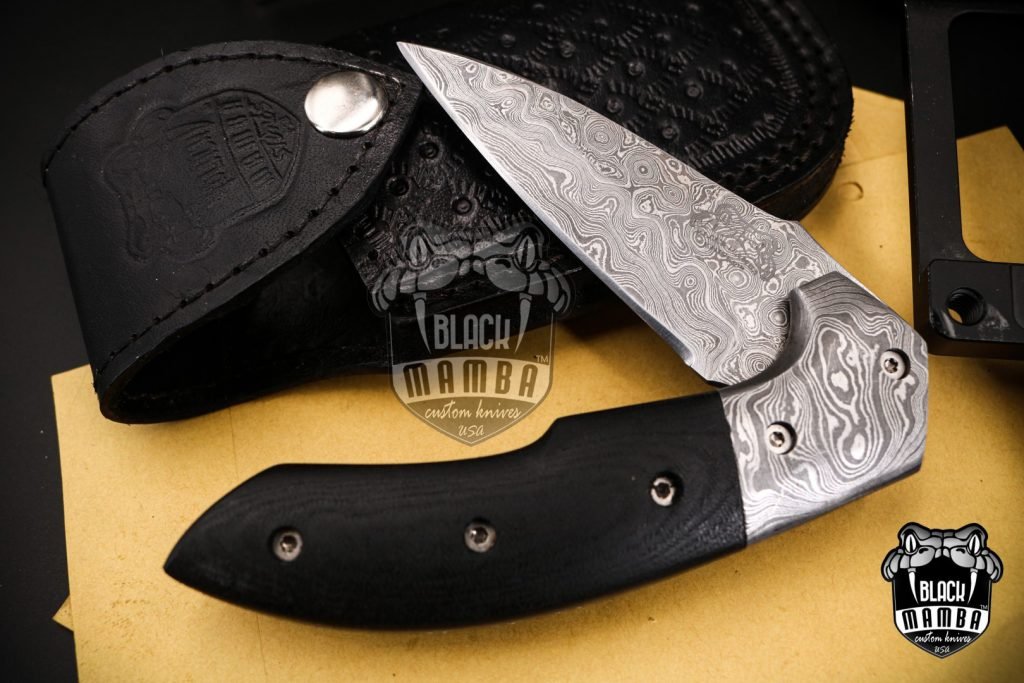 Bmk-442 Clubber 8.3" inches Closed Damascus Pocket Knife Damascus Steel Hunting Knife G10 Handle Black Mamba Knives Handmade World Class Knives USA Made - Image 2