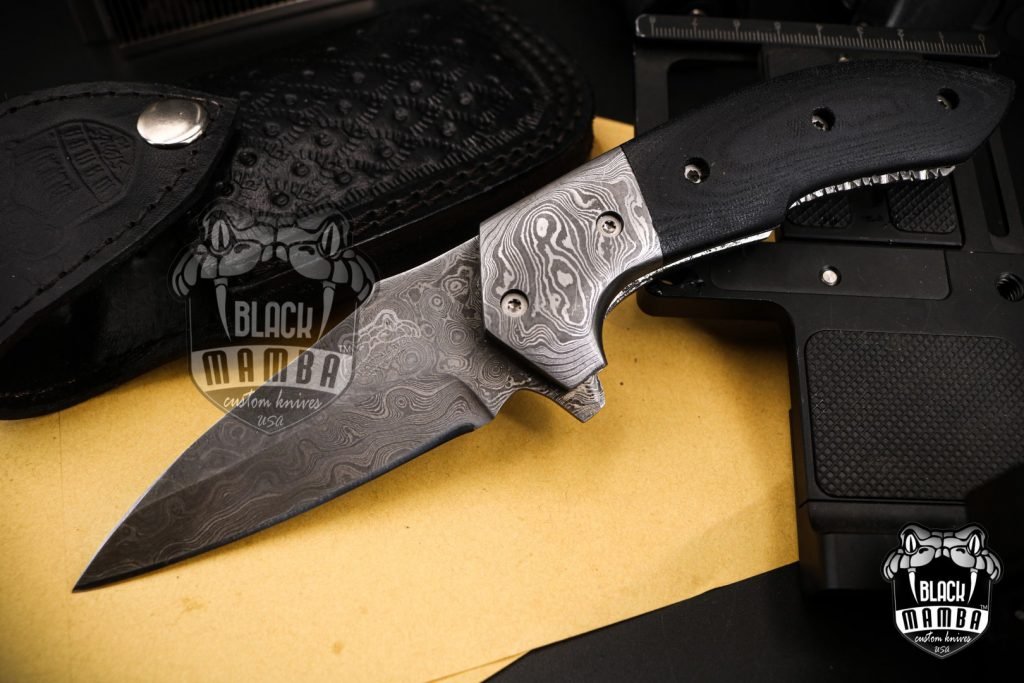 Bmk-442 Clubber 8.3" inches Closed Damascus Pocket Knife Damascus Steel Hunting Knife G10 Handle Black Mamba Knives Handmade World Class Knives USA Made - Image 8