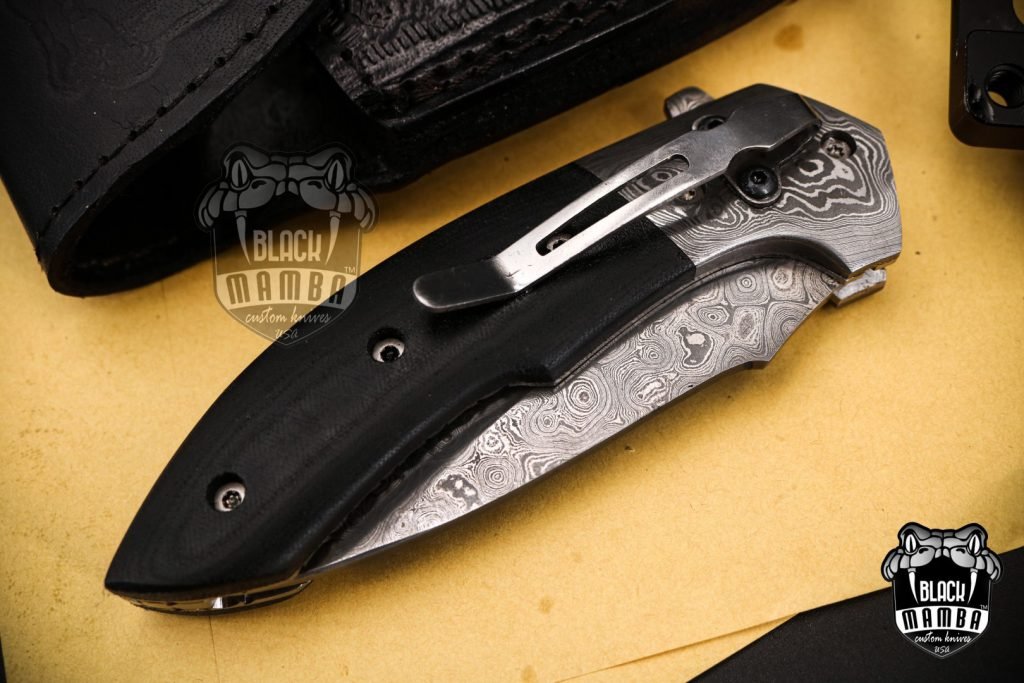 Bmk-442 Clubber 8.3" inches Closed Damascus Pocket Knife Damascus Steel Hunting Knife G10 Handle Black Mamba Knives Handmade World Class Knives USA Made - Image 9
