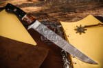 Bmk-716 Shishamo 8 Inches Damascus Knife Damascus Fish Fillet Knife Utility Knife Chef's Knives Ergonomic Handle With Leather Sheath black resin, walnut wood spacer and brass file work spacer , Decorative pin