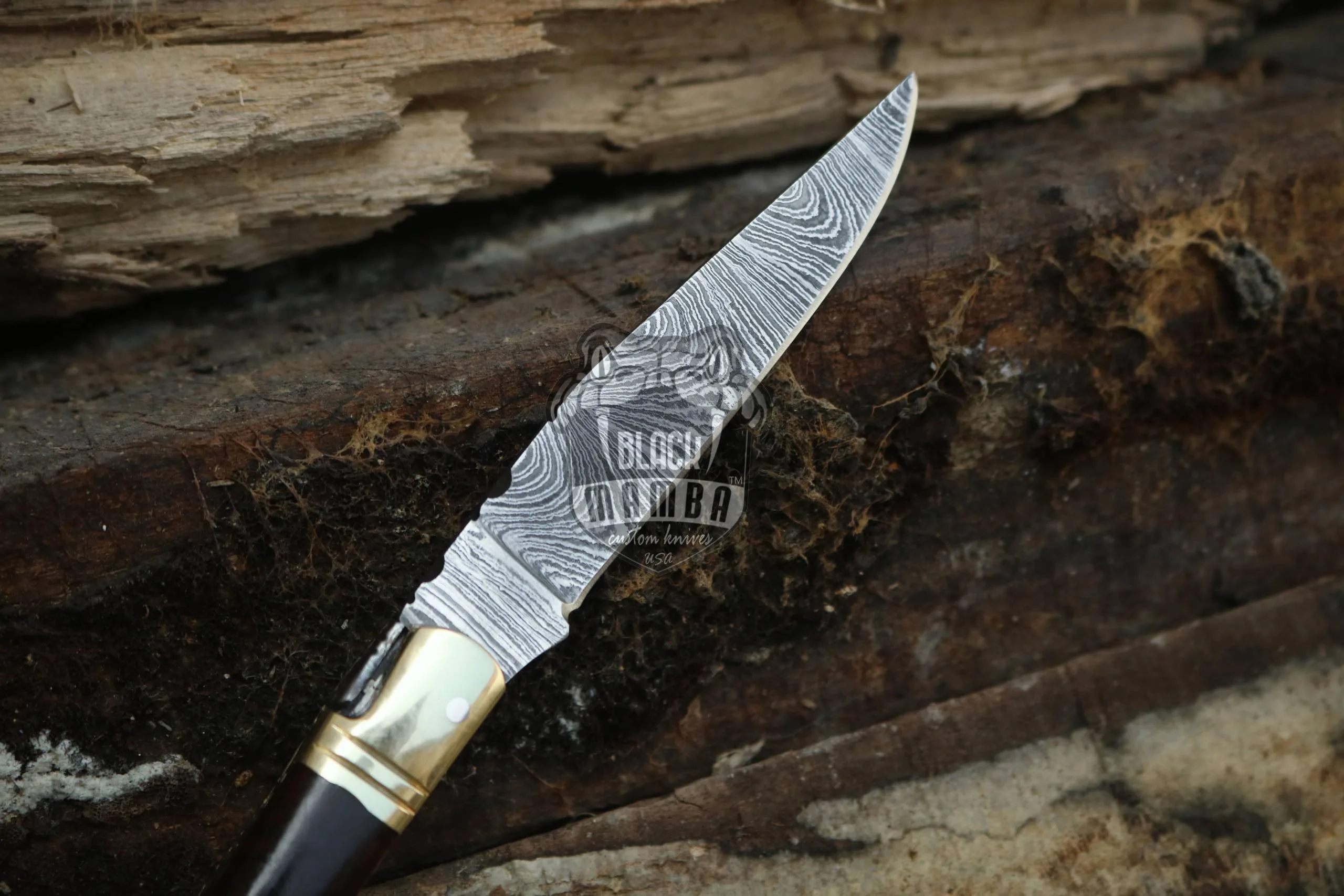 Caramel - Damascus Laguiole Knife, Snake Wood Handle - view 3