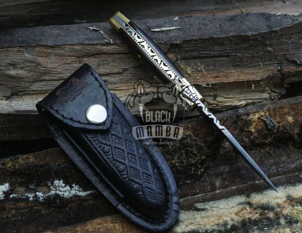 BMK-502 Caremel 4 Inches Closed Damascus Laguiole Knife Handmade Damascus Pocket Knives - Image 5