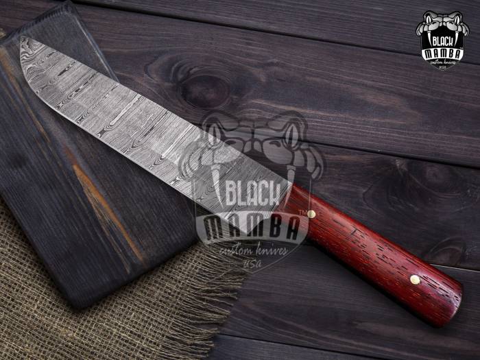 Bmk-711 Ikura Pro Kitchen Knife Large Meat Cutting Knife 9.7 Inches Straight Blade Knives Damascus Knife Sharp Knife with Paddock Wood Handle
