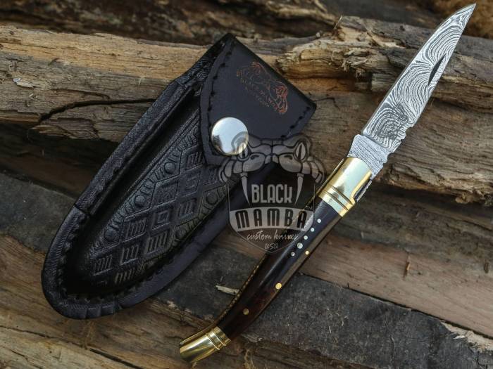 BMK-502 Caremel 4 Inches Closed Damascus Laguiole Knife Handmade Damascus Pocket Knives