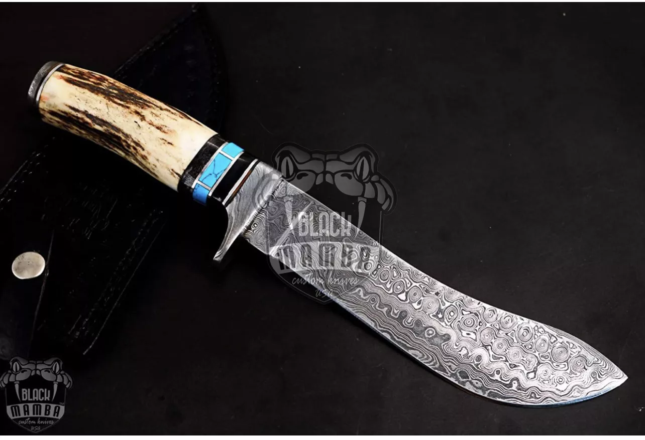 Cenchoa Snake Knife 12 Inches Long 7 Inches Blade 14 Ounce Damascus Hunting Nessmuk Blade Type Knife Hand Made World Class Knives | BMK-156