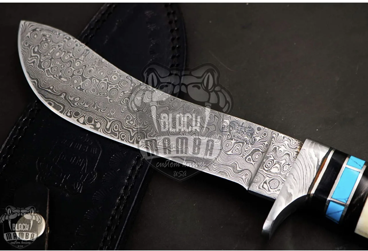Cenchoa Snake Knife 12 Inches Long 7 Inches Blade 14 Ounce Damascus Hunting Nessmuk Blade Type Knife Hand Made World Class Knives | BMK-156 - view 5