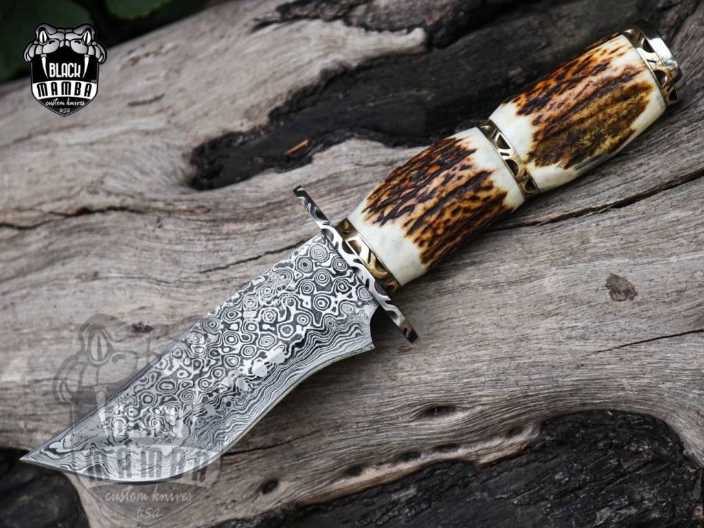 BMK-155 Golden Tree Snake Damascus Knife 10 Inches Long 5 Inches Blade 10 Ounce Damascus Steel Fixed Blade Hunting Knife Hand Made World Class Knives USA Made - Image 10