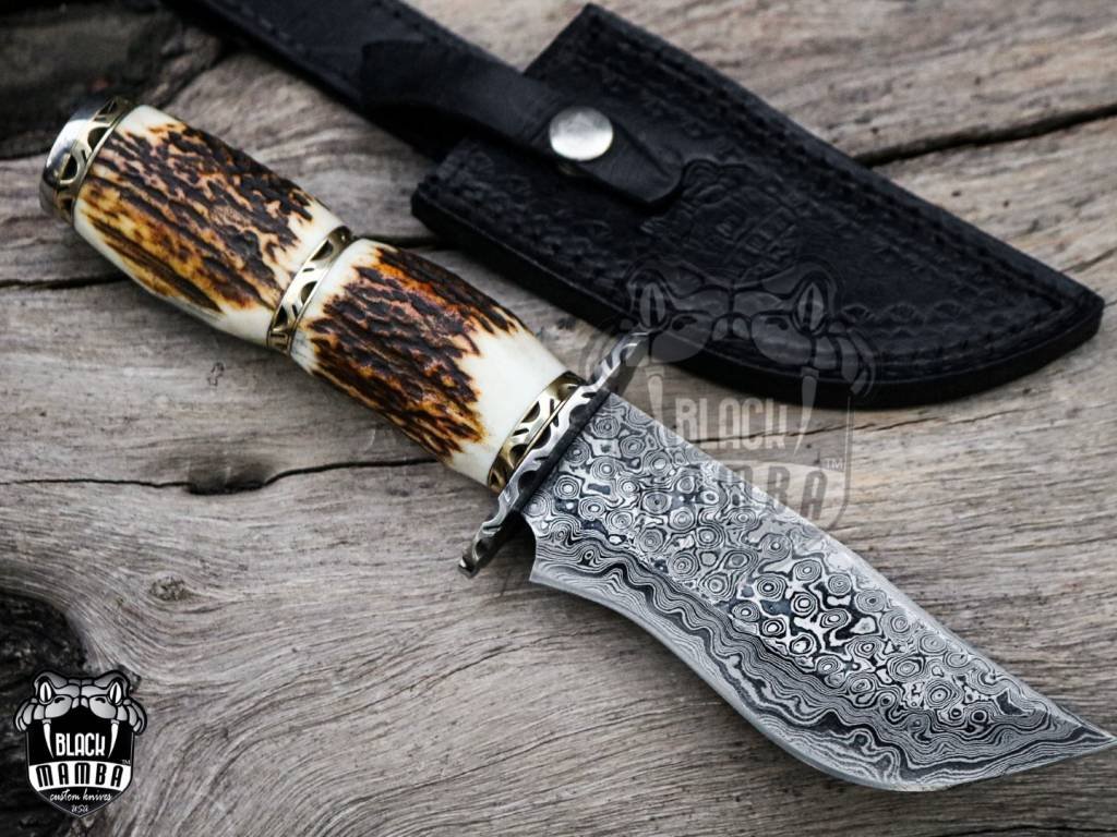 BMK-155 Golden Tree Snake Damascus Knife 10 Inches Long 5 Inches Blade 10 Ounce Damascus Steel Fixed Blade Hunting Knife Hand Made World Class Knives USA Made - Image 8