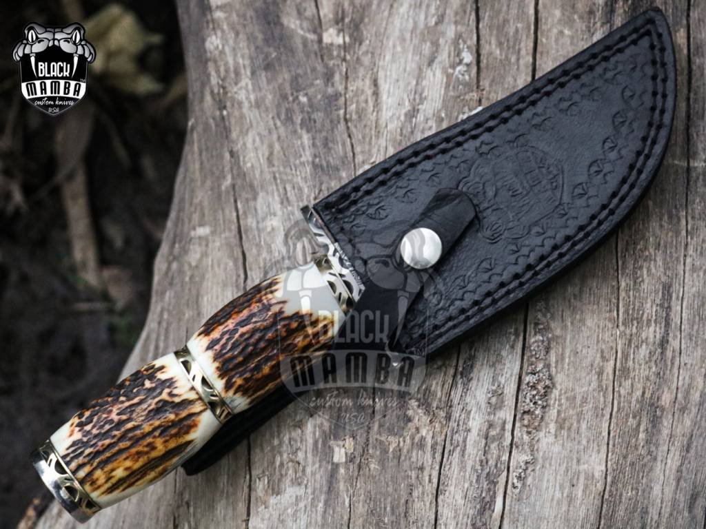 BMK-155 Golden Tree Snake Damascus Knife 10 Inches Long 5 Inches Blade 10 Ounce Damascus Steel Fixed Blade Hunting Knife Hand Made World Class Knives USA Made - Image 11