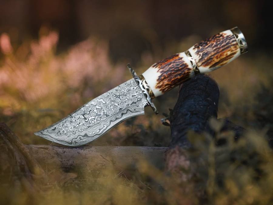 BMK-155 Golden Tree Snake Damascus Knife 10 Inches Long 5 Inches Blade 10 Ounce Damascus Steel Fixed Blade Hunting Knife Hand Made World Class Knives USA Made - Image 3