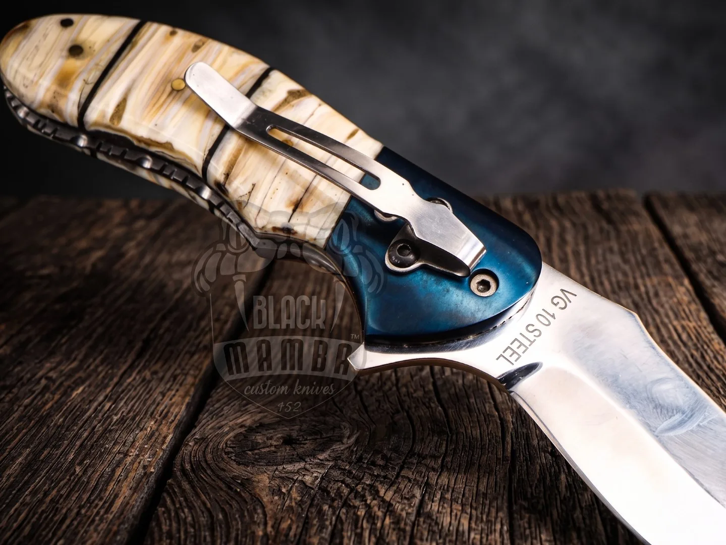 King Snake - Damascus Folding Pocket Knife, 7.3″ Overall - view 3