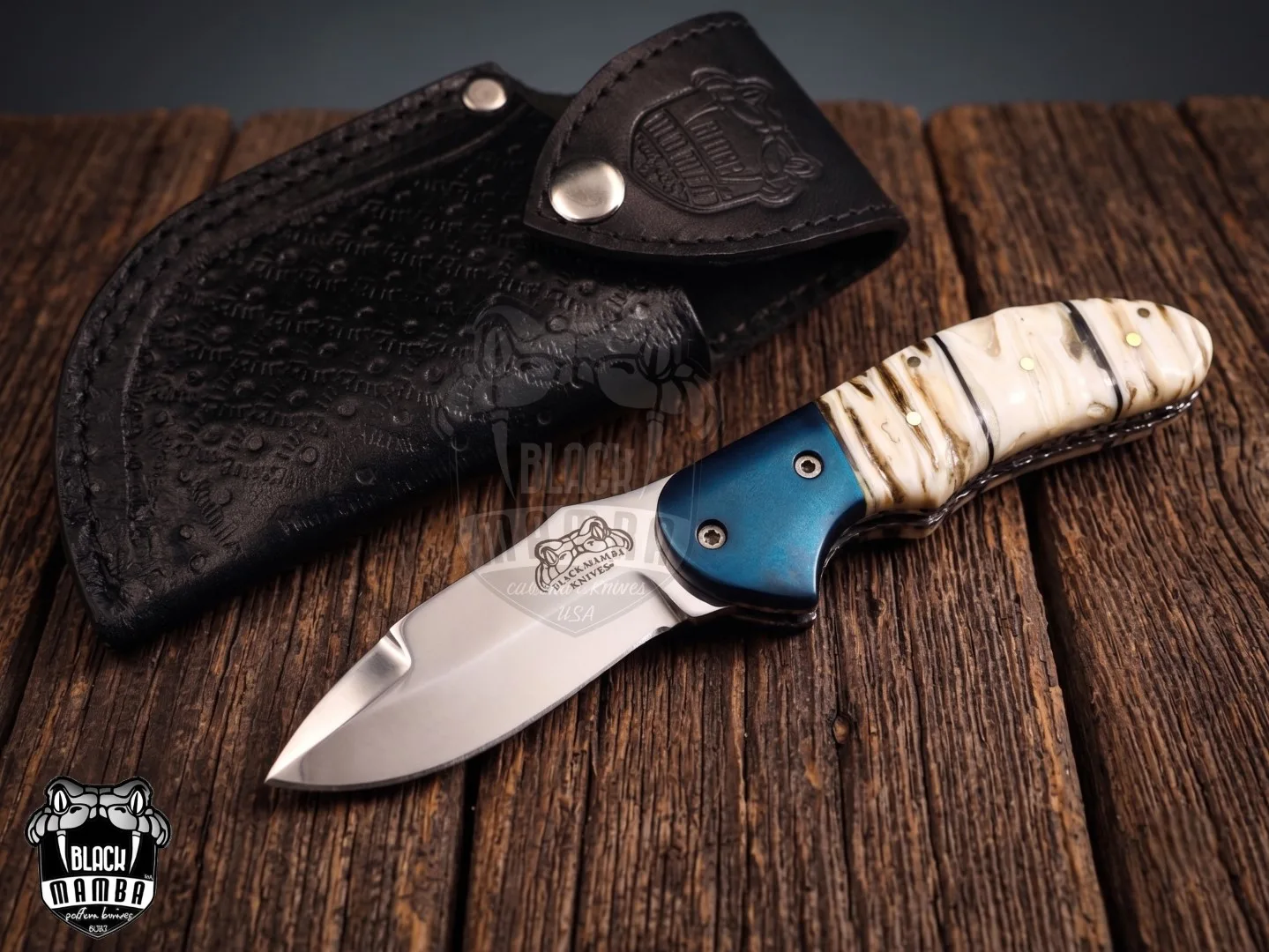 King Snake - Damascus Folding Pocket Knife, 7.3″ Overall