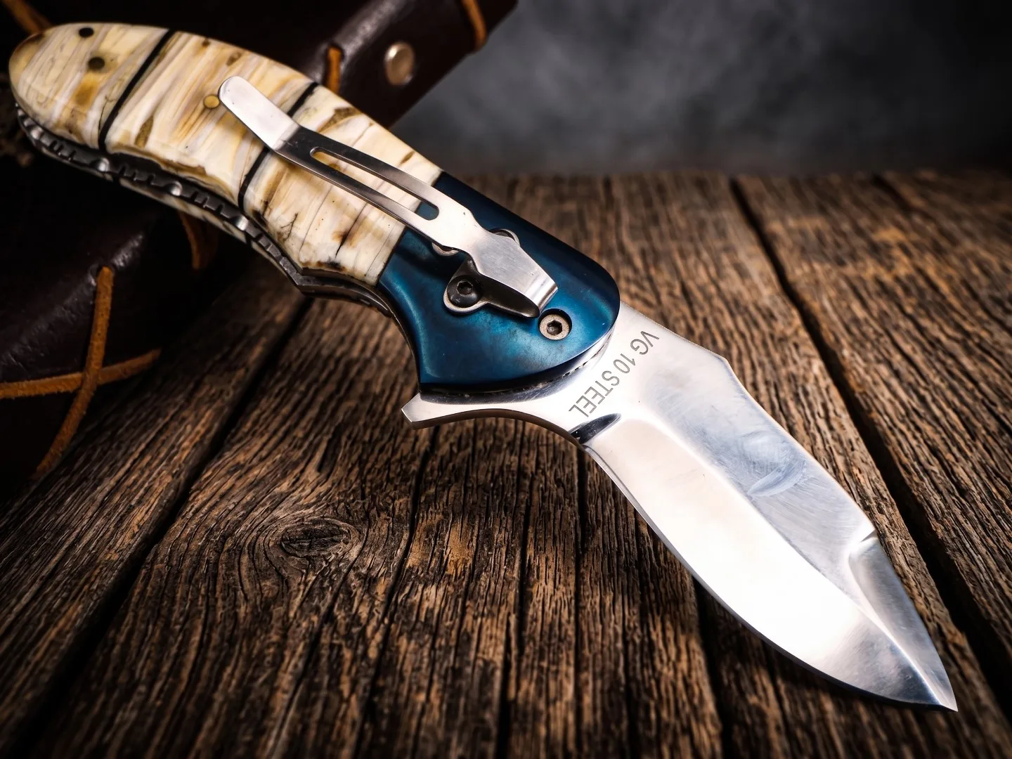 King Snake - Damascus Folding Pocket Knife, 7.3″ Overall - view 6
