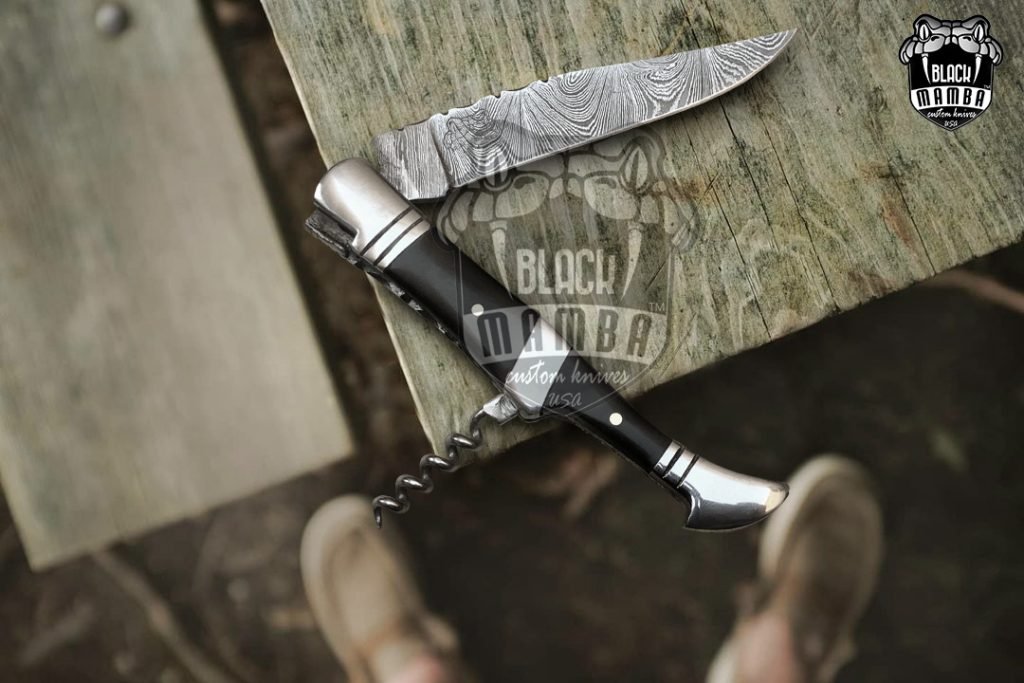 Bmk-506 Black Sonata 4.75 Inches Damascus Laguiole Knife Handmade Damascus Pocket Knives french knife steak knife USA Made - Image 3