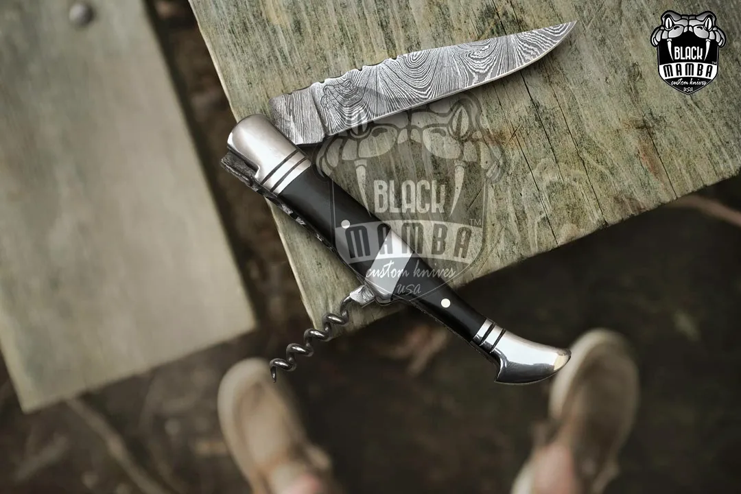 Black Sonata - Damascus Laguiole Knife, 7.5″ Overall - view 3