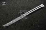 DB-12 Damascus Balisong Butterfly Knife Original Traditional Filipino Butterfly Batanga Knife with handmade steel and raidrop handle black mamba knives USA