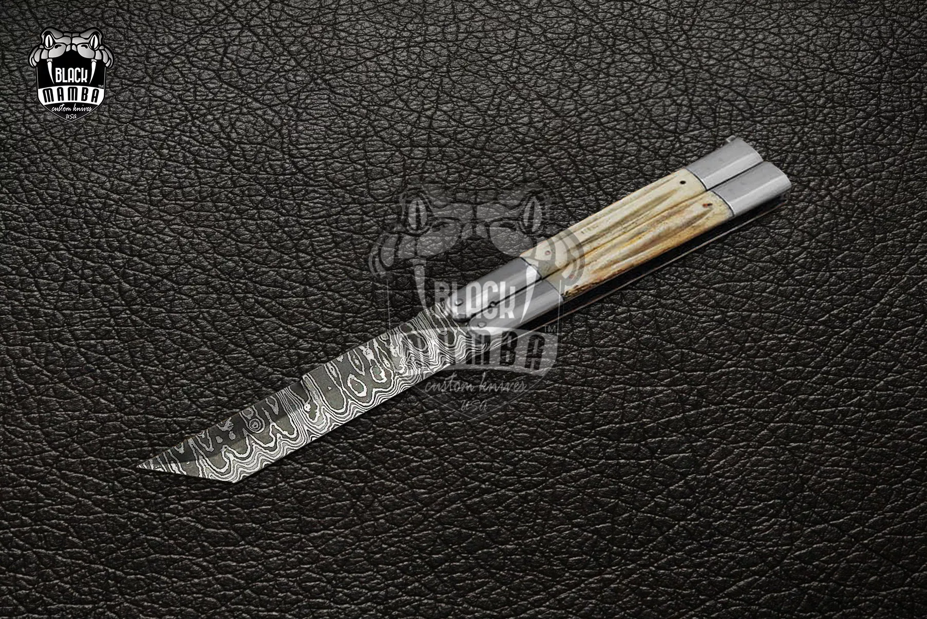 Damascus Filipino Balisong Butterfly Knife – Ladder Pattern | DB-15