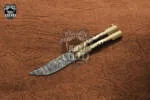 Filipino Balisong Butterfly Knife - Db-16 Damascus Balisong Butterfly & Original Traditional Filipino Butterfly Batanga & Handmade Brass