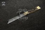 DB-21 Damascus Balisong Butterfly Knife with Beautiful Brass and stag Handle Handmade Original Traditional Filipino Butterfly Batanga Knife black mamba knives USA