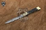 DB-22 Damascus Balisong Butterfly Knife with Beautiful Brass and stag Handle rain drop pattern Handmade Original Traditional Filipino Butterfly Batanga Knife black mamba knives USA