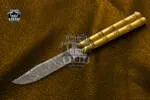 Filipino Balisong Butterfly Knife - Db-03 Damascus Balisong Butterfly & Original Traditional Filipino Butterfly Batanga & Handmade Brass