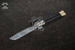 DB-31 Damascus Balisong Butterfly Knife with Beautiful Brass and Bull Horn Handle Handmade Original Traditional Filipino Butterfly Batanga Knife black mamba knives USA