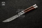 DB-04 Damascus Balisong Butterfly Knife Original Traditional Filipino Butterfly Batanga Knife with handmade steel bolster and wooden handle