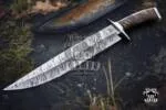 Viper Snake End - Damascus Bowie Knife, 22″ Overall, Wood Handle