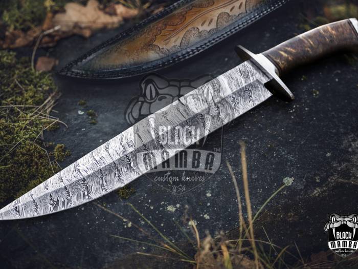Bmk-UL-01 Viper Snake High End Handmade Damascus Steel Bowie Knife Made in USA