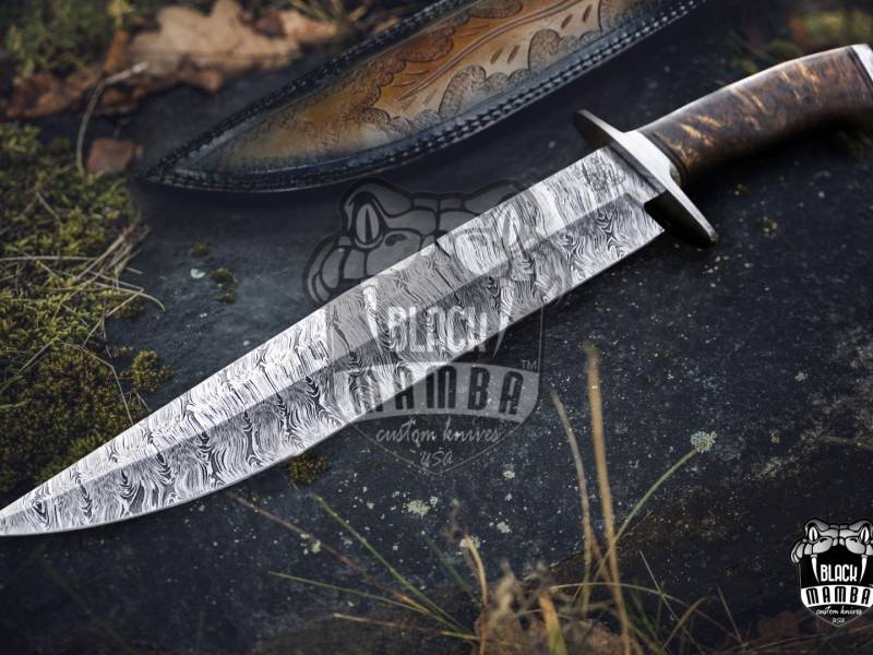Bmk-UL-01 Viper Snake High End Handmade Damascus Steel Bowie Knife Made in USA