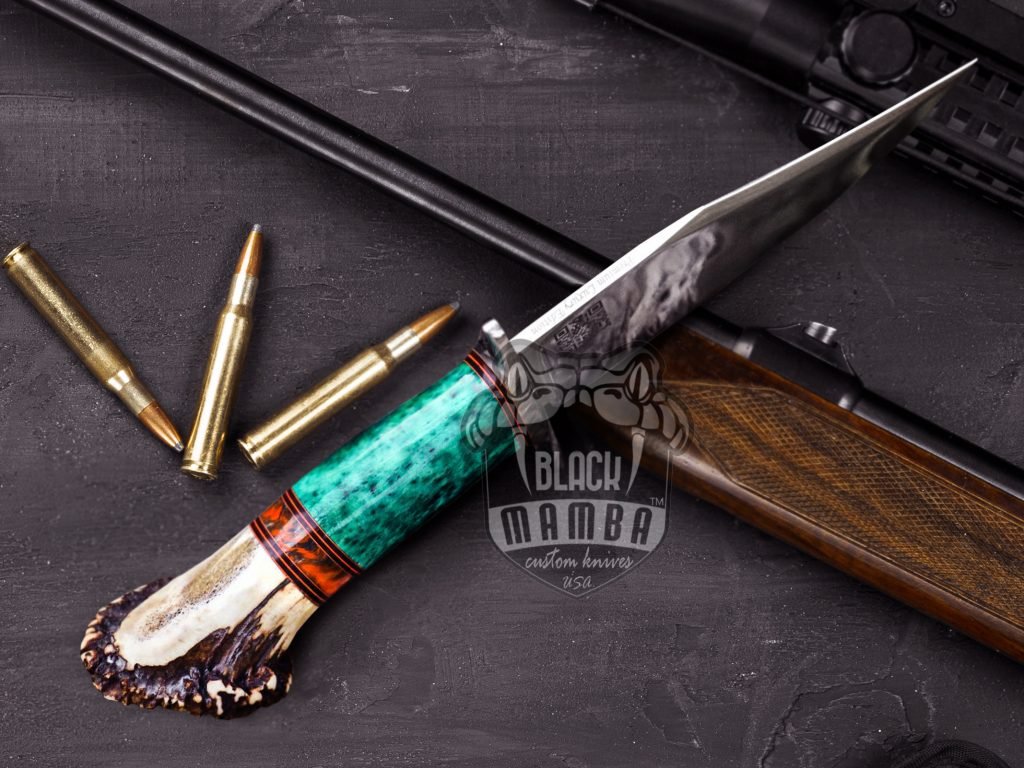 Bmk-UL-14 Green Lizard High End Handmade Forged Steel Knife Hunting Knife 6.2 inches Blade Made in USA - Image 11