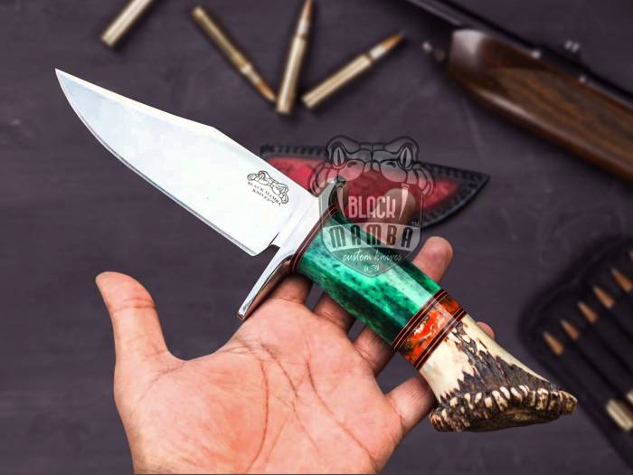 Bmk-UL-14 Green Lizard High End Handmade Forged Steel Knife Hunting Knife 6.2 inches Blade Made in USA