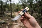 Damascus Balisong Butterfly Knife with Beautiful Brass Handle Handmade Original Traditional Filipino Butterfly Batanga Knife Black Mamba Knives USA | DB-20