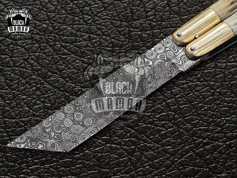 Damascus Balisong Butterfly Knife – Raindrop Pattern | DB-14 - view 5