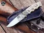 Grizzly Bear - Damascus Hunting Knife, 8″ Overall, Bone Handle