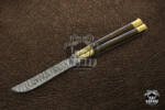 DB-05 Damascus Balisong Butterfly Knife Original Traditional Filipino Butterfly Batanga Knife with handmade brass handle and wooden handle